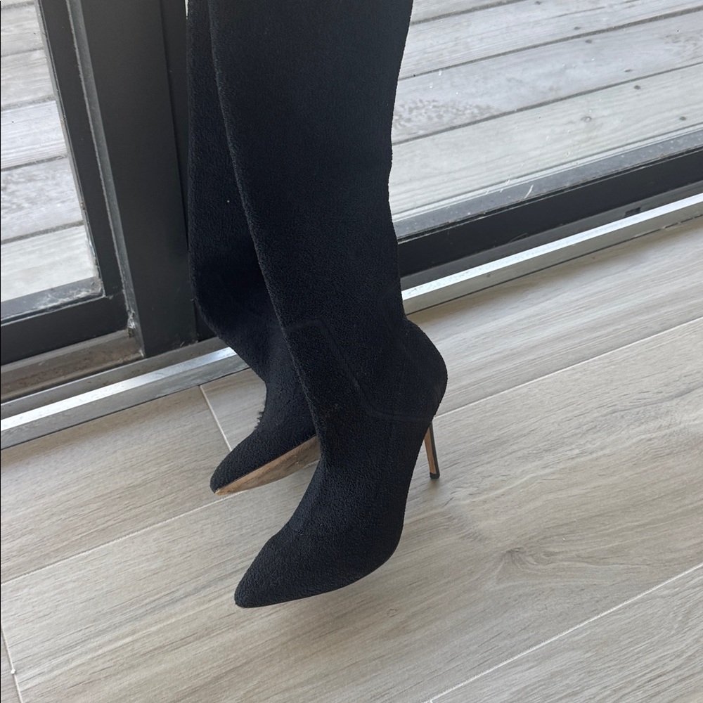 Paige Jessamine Black Over-the-Knee Heeled Boots
